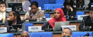 Kenyan delegate intervening to call developed countries to increase their ambition.